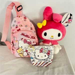 NWT Hello Kitty Lot: Plush Coin Purse Mini Backpack pink
